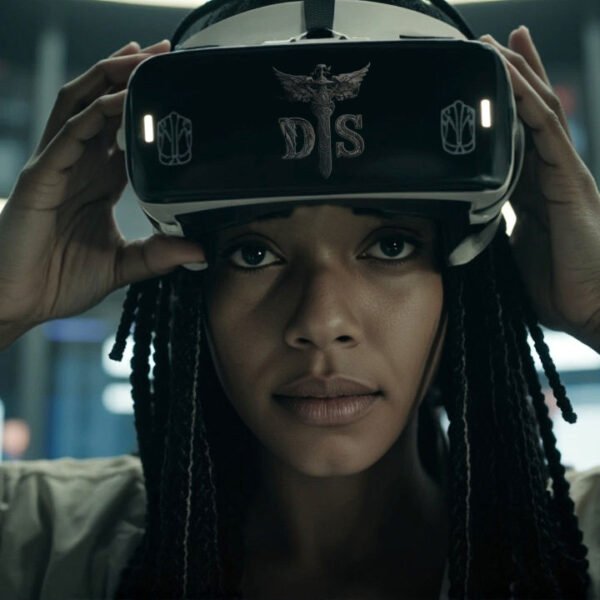 Helix wearing a virtual reality headset